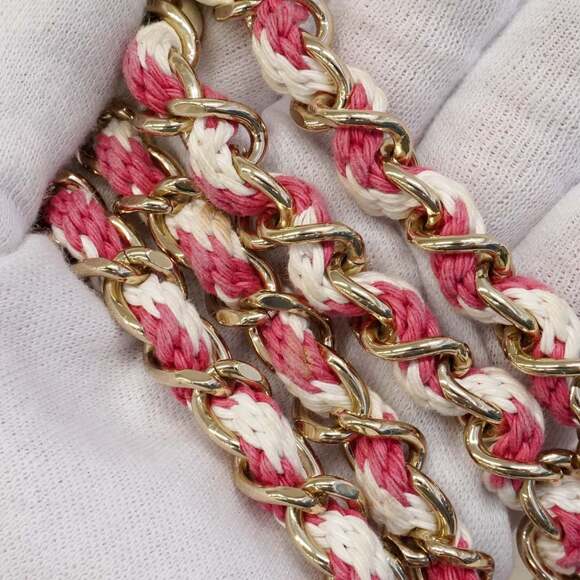 Chanel Shoulder Bag Chain Leather White Pink Champagne Women's P2454315 - Picture 14 of 15